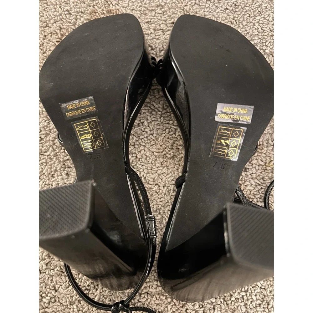 JEFFREY CAMPBELL WOMEN'S SQUARE TOE BLACK STRAP LACE UP HIGH HEEL PRESECCO 7.5